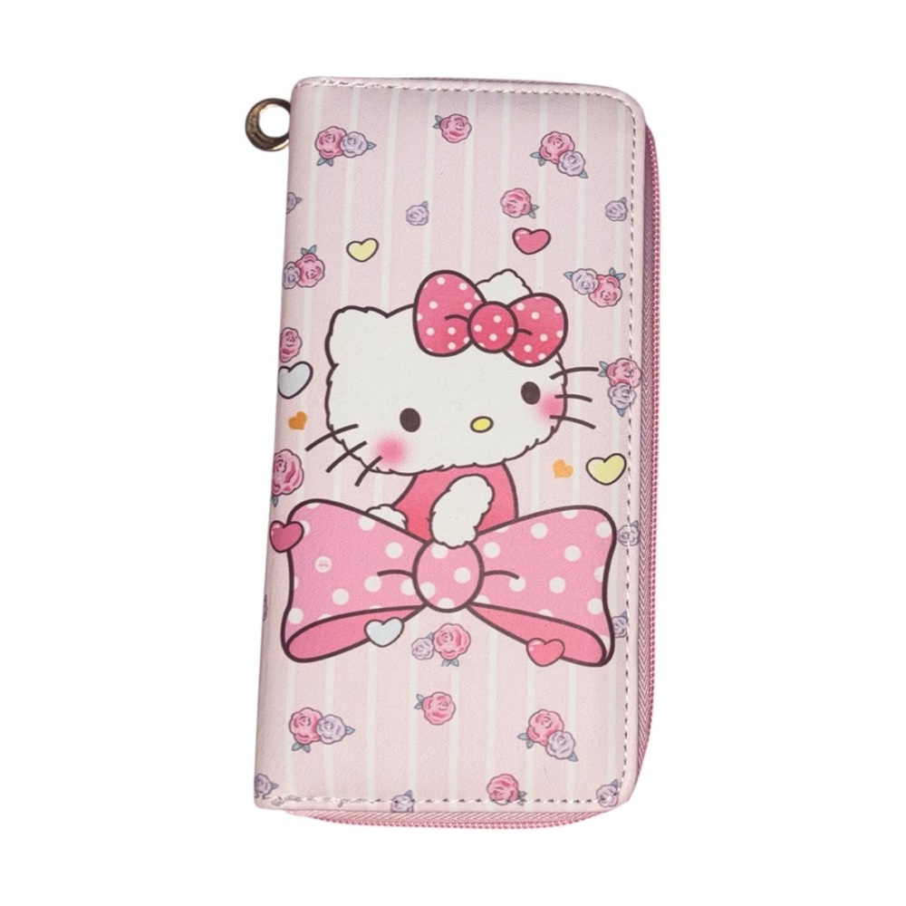 ❌SOLD❌ Hello Kitty Pink Floral Striped Long Zip Around Wallet🎀